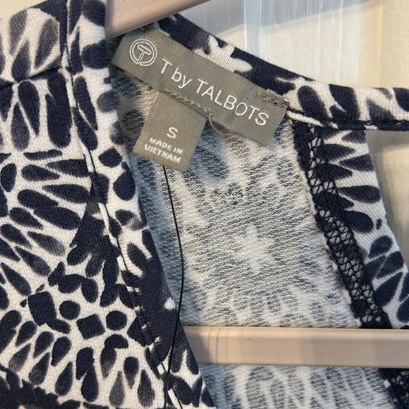 T by Talbots Women’s (S) Blue White French Terry Stretch cotton Shift Dress - Picture 3 of 9